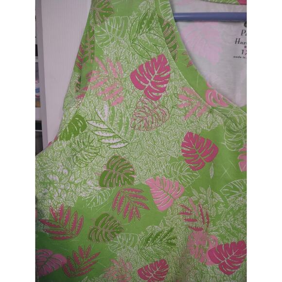 Palm Harbour Woman 1X Tee Green/Pink Leaf Short Sleeve Pullover Stretch Casual - Picture 3 of 7